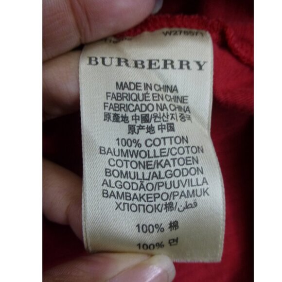 Burberry Brit Nova Check Red Short Sleeve Polo (Faint Stains, Pin-Hole, and ligh - Picture 7 of 12